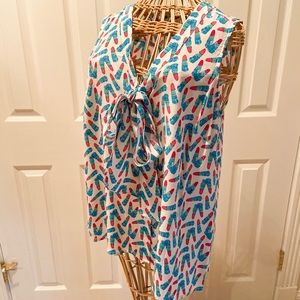 Lilly Pulitzer lipstick sleeveless, silk blouse